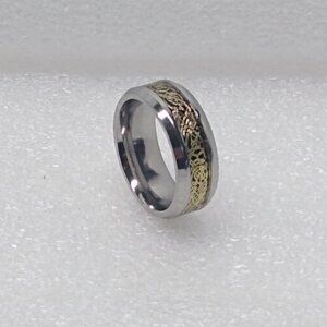 Celtic Dragon Gold Knot On Black Resin Inlay Ring Siz 8.25 Width 8mm Unisex NWOT